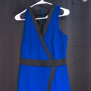 Elegant Blue and Black Wrap Dress